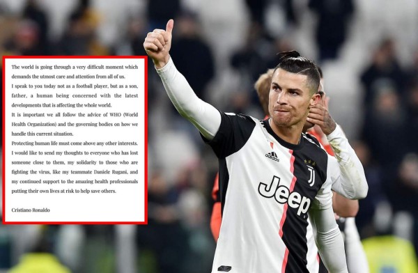 Cristiano Ronaldo y su mensaje por el coronavirus: 'Hoy no les hablo como futbolista”