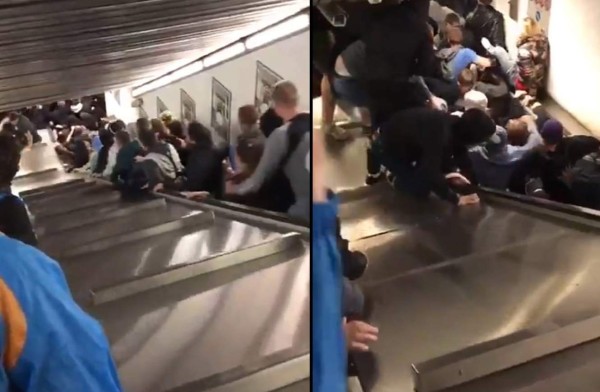 Escalera mecánica se descontrola y deja unos veinte aficionados heridos en Roma