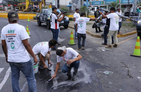 Municipalidad de San Pedro Sula realiza limpieza y reparación por daños en protestas