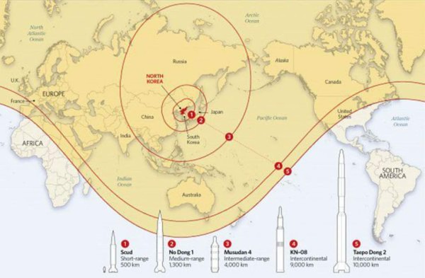 Mapas muestran países en riesgo por misiles norcoreanos