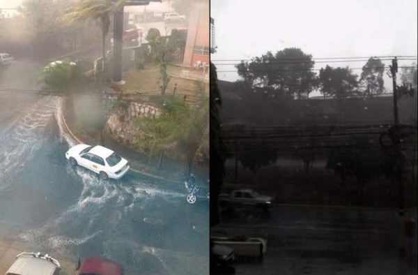 Lluvias con fuertes vientos y granizo dejan daños en Tegucigalpa