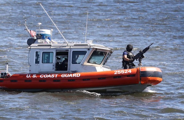 PALM BEACH, FL - APRIL 07: A Coast Guard boat is seen patrolling the waters in front of the Mar-a-Lago Resort where President Donald Trump held meetings with Chinese President Xi Jinping on April 7, 2017 in Palm Beach, Florida. The two presidents spoke about China/US relations as well as the U.S. bombing of Syria last night. Joe Raedle/Getty Images/AFP== FOR NEWSPAPERS, INTERNET, TELCOS & TELEVISION USE ONLY ==
