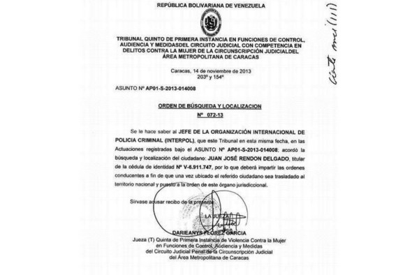Divulgan solicitud de captura a Interpol contra J.J. Rendón