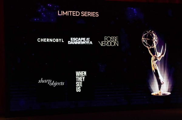 The panels show the nominees at the 71st Emmy Awards Nominations Announcement at the Television Academy in North Hollywood, California, on July 16, 2019 (Photo by VALERIE MACON / AFP)