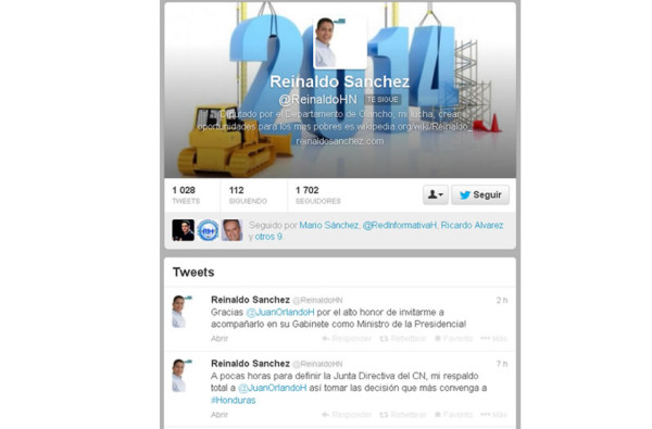 Reinaldo Sánchez será Ministro de la Presidencia de Juan Orlando