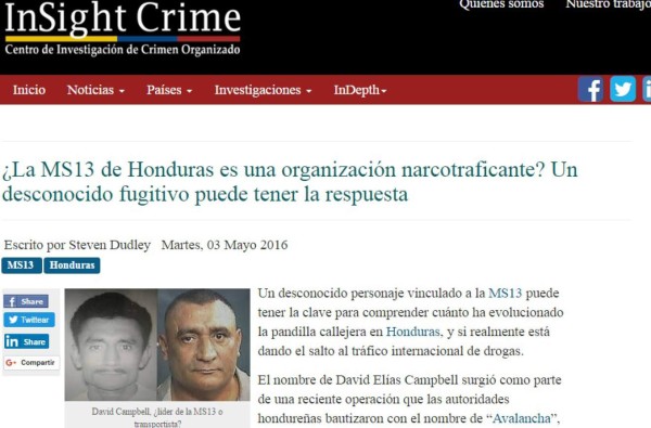 Honduras: InSight Crime desnuda la influencia actual de la MS