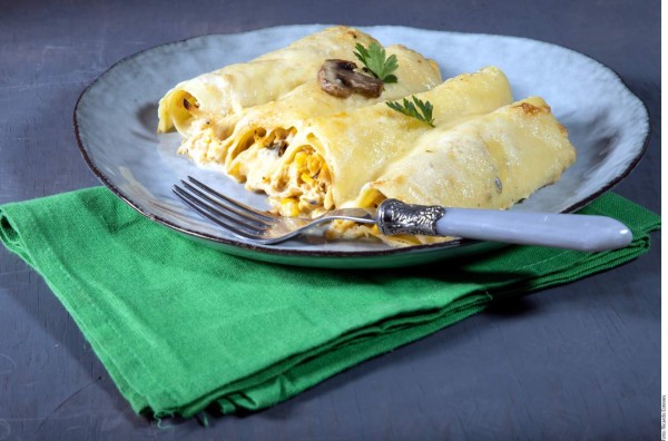 Canelones de coliflor y hongos