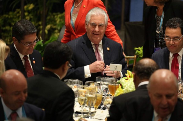 MIAMI, FL - JUNE 15: Secretary of State Rex Tillerson attends the Conference on Prosperity and Security in Central America at the Florida International University on June 15, 2017 in Miami, Florida. The conferance brought together government and business leaders from the United States, Mexico, Central America, and other countries to address the economic, security, and governance challenges and opportunities in El Salvador, Guatemala, and Honduras. Joe Raedle/Getty Images/AFP== FOR NEWSPAPERS, INTERNET, TELCOS & TELEVISION USE ONLY ==