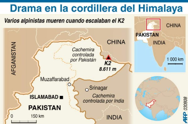 Socorristas salvan a un alpinista tras alud en K2 que mató a once montañeros