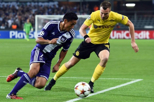El Anderlecht con Andy Najar cayó goleado por el Borussia Dortmund