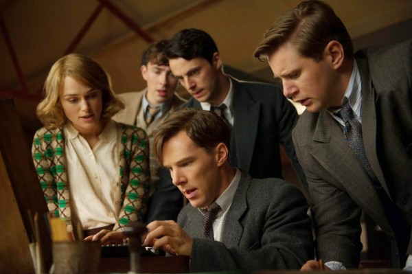 (L-R) Keira Knightley, Matthew Beard, Matthew Goode, Benedict Cumberbatch, and Allen Leech star in THE IMMITATION GAME.