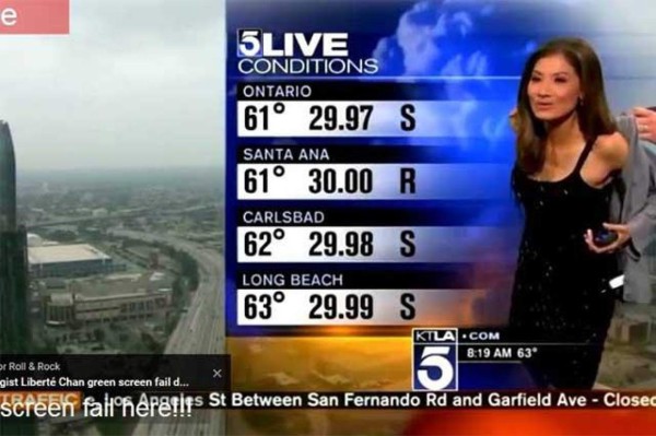 Chica del clima pasa vergüenza en vivo por culpa de su vestido