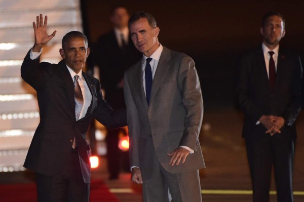 El presidente de EUA Barack Obama llega a España