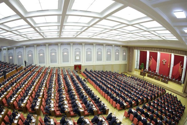This picture taken on December 28, 2019 and released by North Korea's official Korean Central News Agency (KCNA) on December 29 shows the 5th Plenary Meeting of the 7th Central Committee of the Workers' Party of Korea in Pyongyang. (Photo by KCNA VIA KNS / KCNA VIA KNS / AFP) / - South Korea OUT / ---EDITORS NOTE--- RESTRICTED TO EDITORIAL USE - MANDATORY CREDIT 'AFP PHOTO/KCNA VIA KNS' - NO MARKETING NO ADVERTISING CAMPAIGNS - DISTRIBUTED AS A SERVICE TO CLIENTS / THIS PICTURE WAS MADE AVAILABLE BY A THIRD PARTY. AFP CAN NOT INDEPENDENTLY VERIFY THE AUTHENTICITY, LOCATION, DATE AND CONTENT OF THIS IMAGE --- /