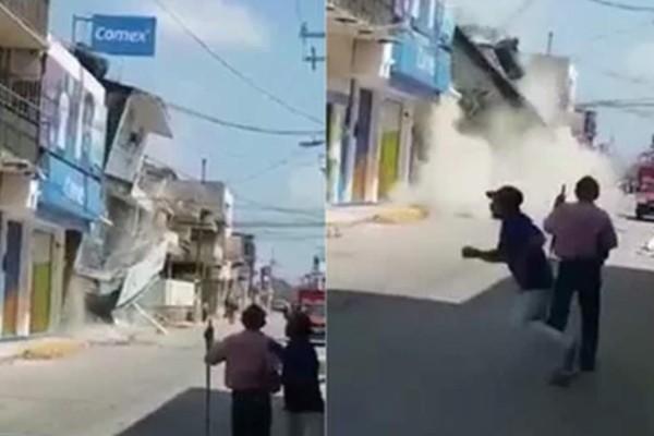 Se salvan de morir aplastados por edificio tras terremoto en México