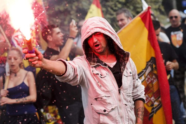 Zafarrancho en Barcelona en el Día de la Hispanidad en medio de crisis catalana&nbsp;&nbsp;&nbsp;&nbsp;