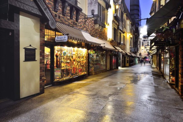 Perth, Australia - October 8, 2016: London Court shopping arcade is a open air shopping arcade. There are a wide range of souvenirs, as well as retail services and cafes. Perth, Western Australia, Australia.