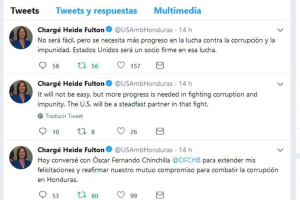 EEUU felicita al fiscal general de Honduras que fue reelegido