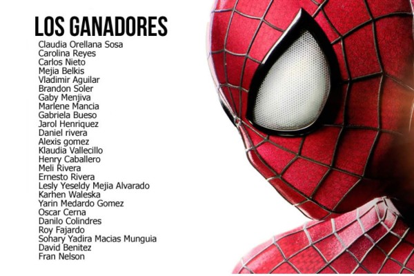 Ganadores de los boletos de 'El Sorprendente Hombre Araña 2'