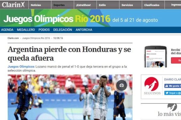 Reacción de los medios argentinos tras la pérdida de su selección ante Honduras