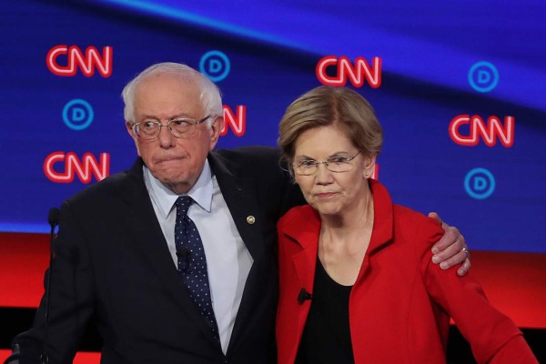 Critican a Sanders y Warren en debate demócrata en EEUU