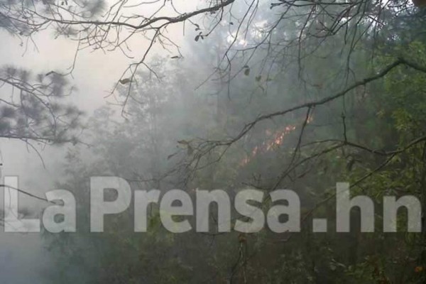Bomberos luchan contra incendio en Sinuapa, Ocotepeque