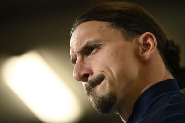 Zlatan Ibrahimovic, forward of of Sweden's national football team, address a press conference on March 22, 2021 in Stockholm, prior to the World Cup qualifier of Sweden vs Georgia to be played on March 25, 2021. - Zlatan Ibrahimovic returned to Sweden's squad after an almost five-year hiatus. (Photo by Jonathan NACKSTRAND / AFP)