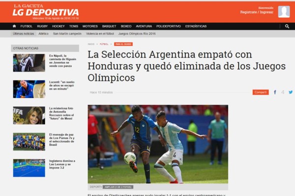 Reacción de los medios argentinos tras la pérdida de su selección ante Honduras