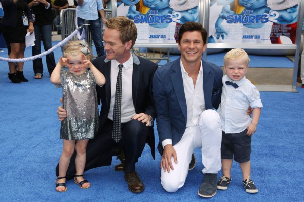 Mandatory Credit: Photo by Matt Baron/BEImages (1579830dg)Neil Patrick Harris and David Burtka with their children Harper and Gideon'The Smurfs 2' film premiere, Los Angeles, America - 28 Jul 2013