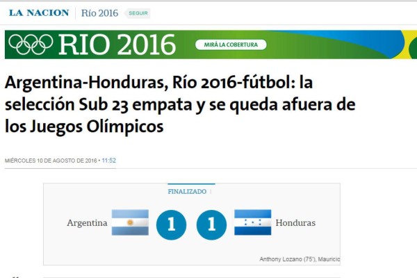 Reacción de los medios argentinos tras la pérdida de su selección ante Honduras