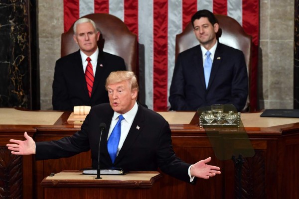 El presidente Donald Trump durante su discurso sobre el estado de la unión.