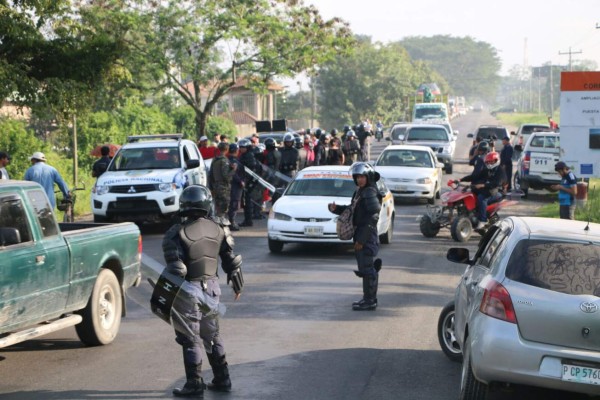 Policía evita toma de carretera en El Progreso, Yoro