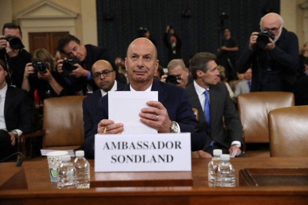 En vivo: Embajador Sondland declara contra Trump por escándalo ucraniano