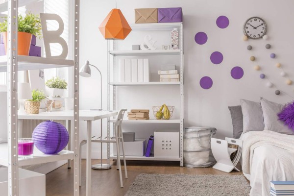 Teen room - white interior with color details