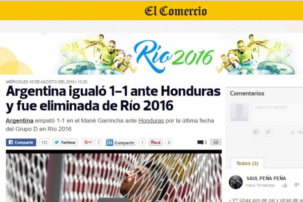 Reacción de los medios argentinos tras la pérdida de su selección ante Honduras
