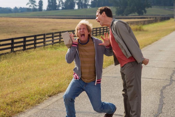 UNDATED -- BC-HOLLYWOOD-WATCH-JEFF-DANIELS-ART-NYTSF -- Turn Up the Volume: Jeff Daniels (left) and Jim Carrey let the world know that they're back in 'Dumb & Dumber To.' This picture accompanies an article by Nancy Mills. (CREDIT: Photo by Hopper Stone. Copyright 2014 Universal Pictures.)