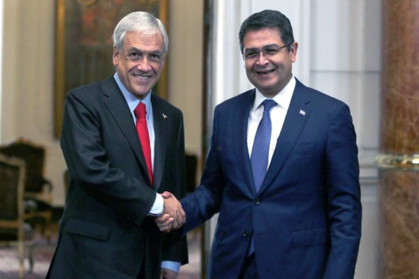 Juan Orlando Hernández se reúne con Sebastián Piñera en Santiago