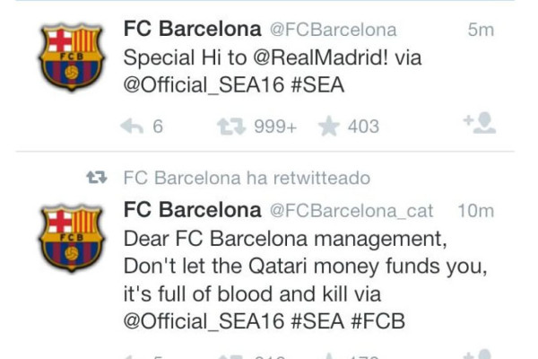 Hackean cuenta de twitter del Barcelona