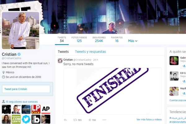 Tras polémica Cristian Castro abandona Twitter