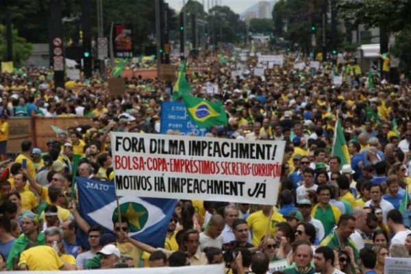 Manifestación a favor y en contra de Dilma en Brasil prolímpico