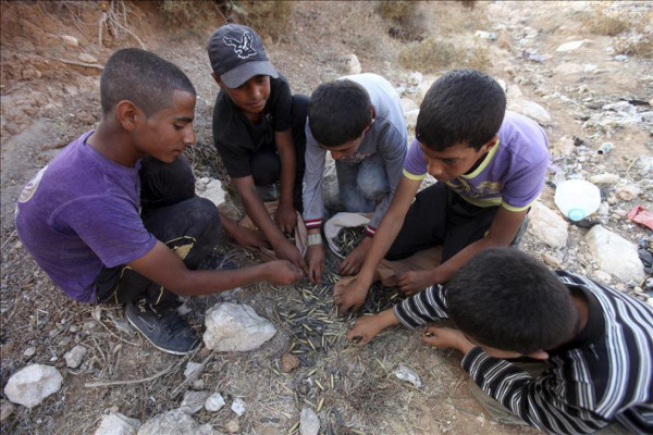 Niños palestinos piden ayuda a la ONU para recuperar un balón en territorio de Israel