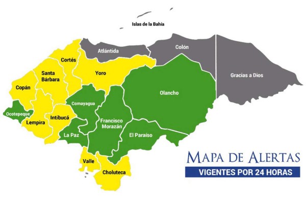 Sigue la alerta amarilla para ocho departamentos de Honduras