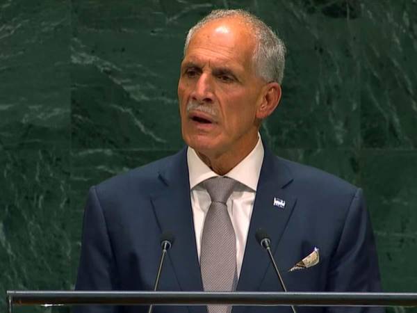 El presidente de Honduras, Nasry Asfura, pronuncia su discurso ante la Asamblea General de la ONU.