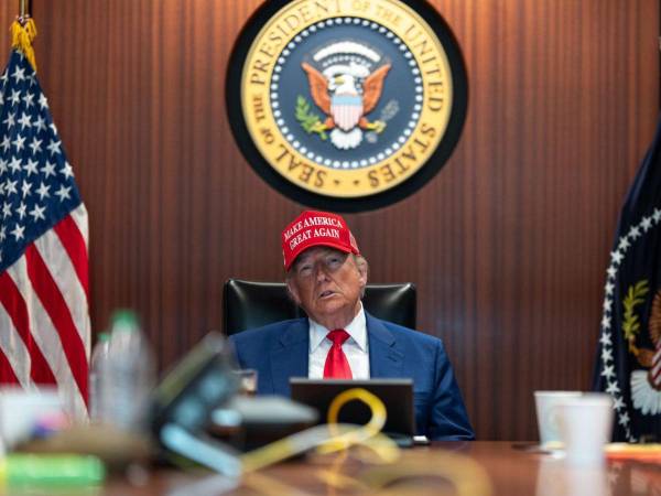 Trump en la sala de crisis en la Casa Blanca durante el ataque de Estados Unidos contra Irán el pasado sábado.