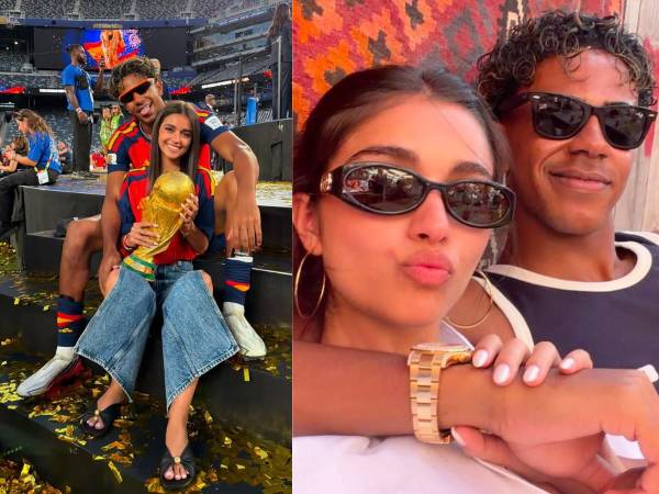 El nombre de Lamine Yamal se ha visto envuelto en una polémica más y esta vez por una advertencia que recibió sobre su novia Inés García. Fotos redes sociales de Yamal e Inés.