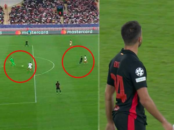 La expulsión de Eric García en los primeros minutos del partido del Barcelona contra el Mónaco en la Champions League.