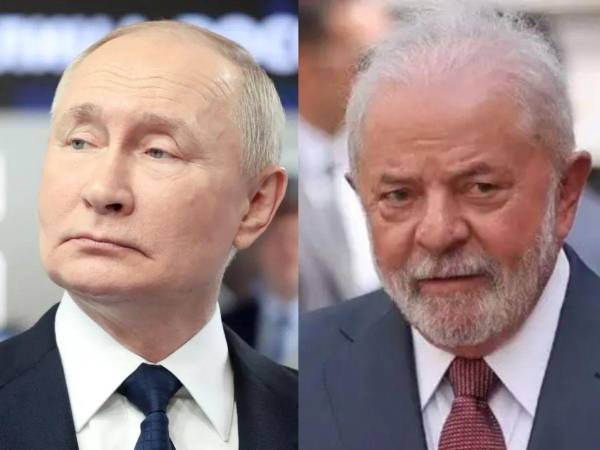 El presidente de Rusia, Vladímir Putin, y el presidente de Brasil, Lula da Silva.