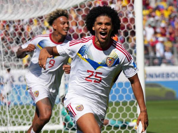 Eduard Bello, de Venezuela, celebrando el gol de la remontada contra Ecuador en la Copa América 2024.