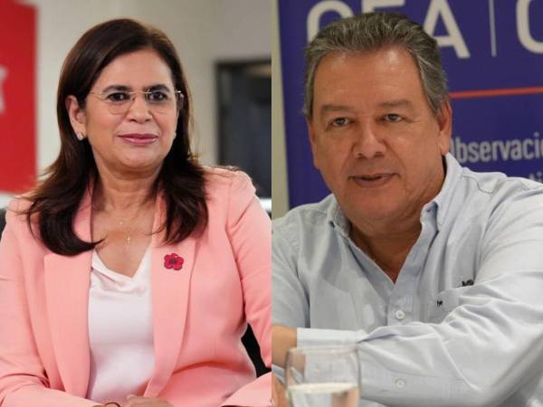 <b>Rixi Moncada, candidata presidencial del Partido Libertad y Refundación (Libre) y Mario Rivera, candidato del Partido Democracia Cristiana (DC).</b>