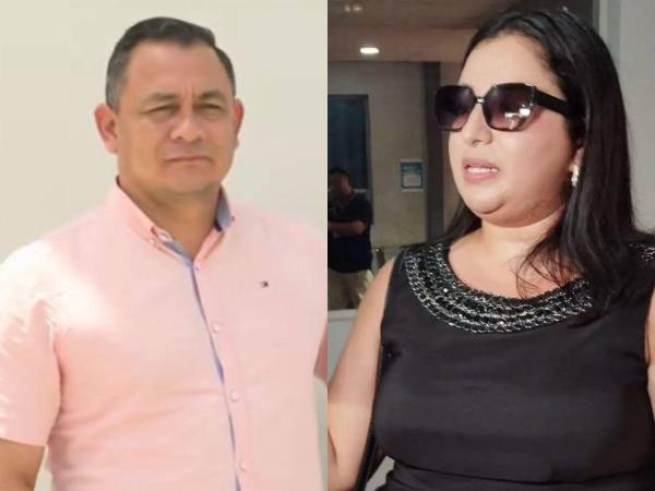 Rafael Rodríguez, director departamental de Educación en Cortés, y la docente Karla Mejía.